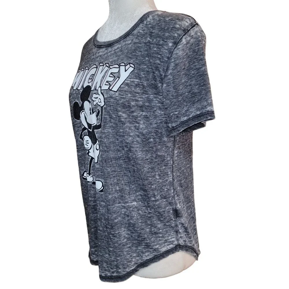 DIsney Women's Size Medium Distressed Mickey Mouse Graphic Print T-Shirt Grey - Picture 4 of 7